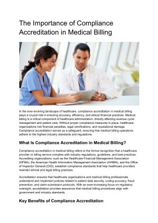 The Importance of Compliance Accreditation in Medical Billing