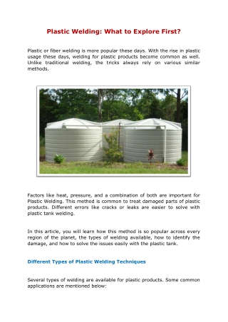 Plastic Welding: What to Explore First?