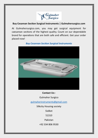 Buy Cesarean Section Surgical Instruments | Gulmahersurgico.com