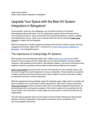 Upgrade Your Space with the Best AV System Integrators in Bangalore!