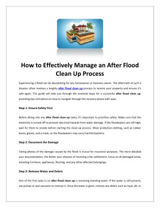 How to Effectively Manage an After Flood Clean Up Process