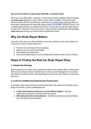 car body repair near me