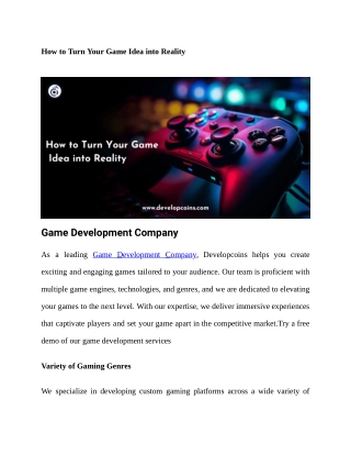 How to Turn Your Game Idea into Reality