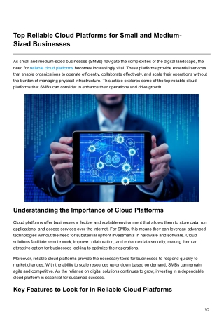 Top Reliable Cloud Platforms for Small and Medium-Sized Businesses