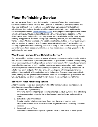 Floor Refinishing Service