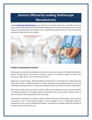 Services Offered by Leading Stethoscope Manufacturers