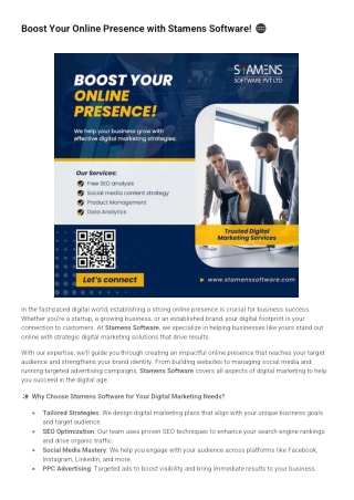 Boost Your Online Presence with Stamens Software!