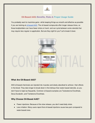 Oil-Based AAS: Benefits, Risks & Safe Usage Guide