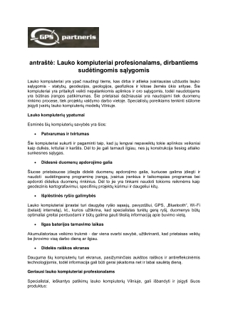 antraštė: Lauko kompiuteriai profesionalams, dirbantiems sudėtingomis sąlygomis