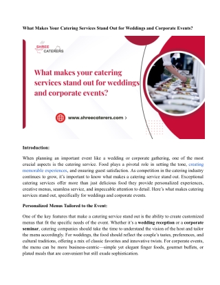 What Makes Your Catering Services Stand Out for Weddings and Corporate Events