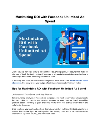 Maximizing ROI with Facebook Unlimited Ad Spend