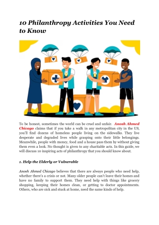 Philanthropy Activities That Are Changing Lives