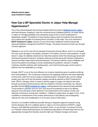 How Can a BP Specialist Doctor in Jaipur Help Manage Hypertension