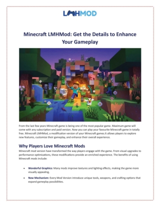 Minecraft LMHMod: Get the Details to Enhance Your Gameplay