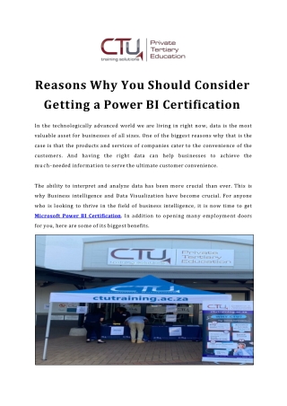 Reasons Why You Should Consider Getting a Power BI Certification
