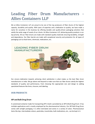 Leading Fiber Drum Manufacturers