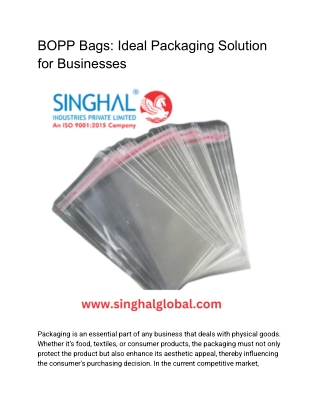 BOPP Bags Ideal Packaging Solution for Businesses