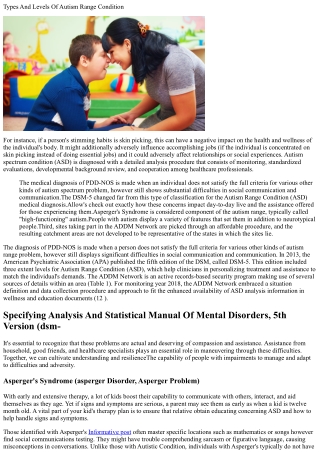 Types Of Autism Range Problem