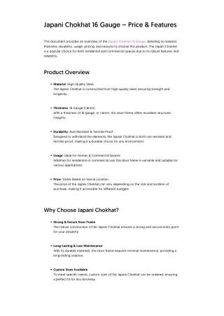 Japani Chokhat 16 Gauge – Price & Features