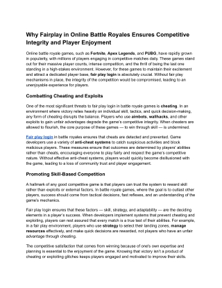 Why Fairplay in Online Battle Royales Ensures Competitive Integrity and Player Enjoyment (1)