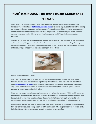 How to Choose the Best Home Lenders in Texas