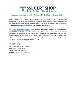 Upgrade Your Security with a Wildcard SSL Certificate