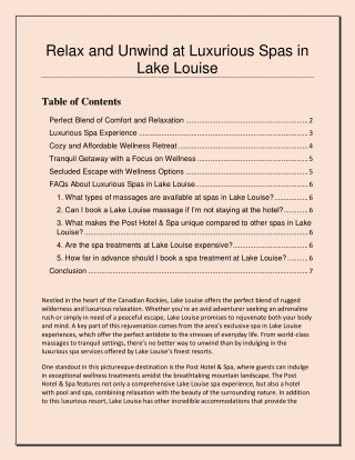 Relax and Unwind at Luxurious Spas