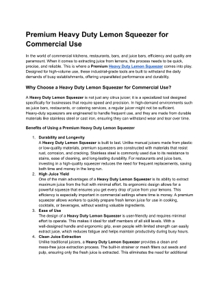 Premium Heavy Duty Lemon Squeezer for Commercial Use