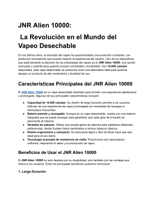 JNR Alien 10000_  La Revolución en el Mundo del Vapeo Desechable