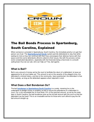 The Bail Bonds Process in Spartanburg, South Carolina, Explained