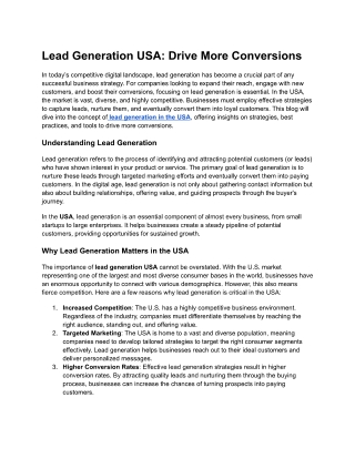 Lead Generation USA-Drive More Conversions