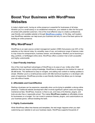 Boost Your Business with WordPress Websites