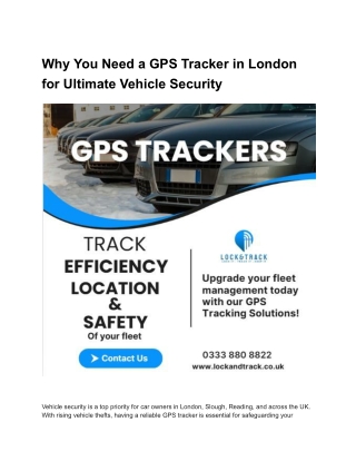 Secure Your Vehicle with the Best GPS Tracker in London