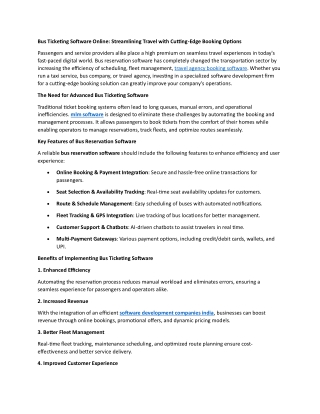 Bus Ticketing Software Online: Streamlining Travel with Cutting-Edge Booking Opt