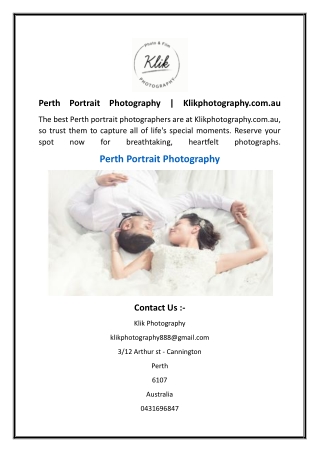 Perth Portrait Photography  Klikphotography.com.au