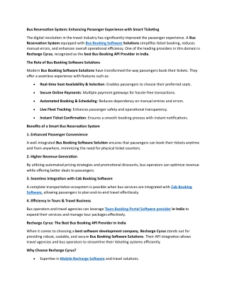 Bus Reservation System: Enhancing Passenger Experience with Smart Ticketing
