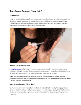Does Serum Remove Frizzy Hair