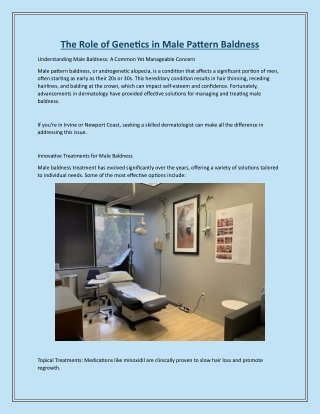 The Role of Genetics in Male Pattern Baldness