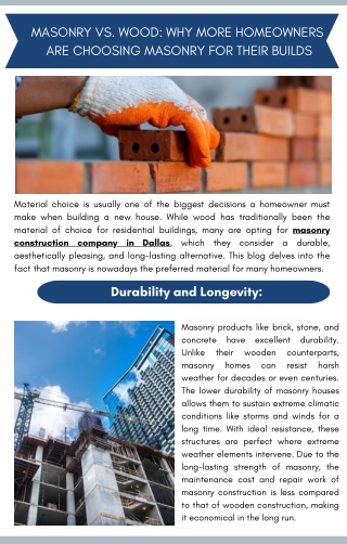 Masonry Vs. Wood: Why More Homeowners Are Choosing Masonry For Their Builds