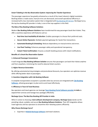 Smart Ticketing in the Bus Reservation System: Improving the Traveler Experience