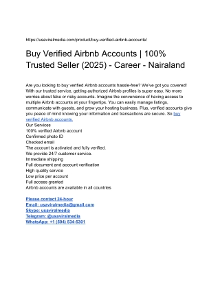 Buy Verified Airbnb Accounts _ 100% Trusted Seller (2025) - Career - Nairaland