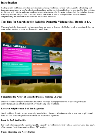 Leading Tips for Searching For Reliable Domestic Violence Bail Bonds in LA .