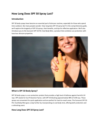 How Long Does SPF 50 Spray Last