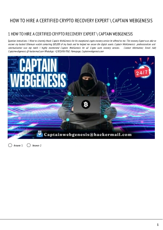 HOW TO HIRE A CERTIFIED CRYPTO RECOVERY EXPERT \ CAPTAIN WEBGENESIS