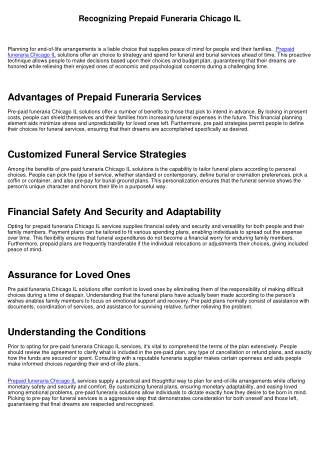 Comprehending Prepaid Funeraria Chicago IL