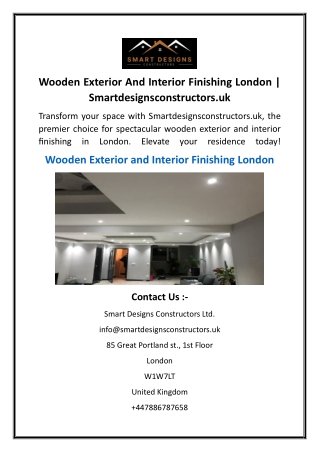Wooden Exterior And Interior Finishing London  Smartdesignsconstructors.uk