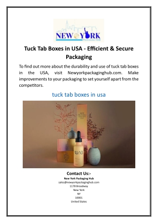 Tuck Tab Boxes in USA - Efficient & Secure Packaging