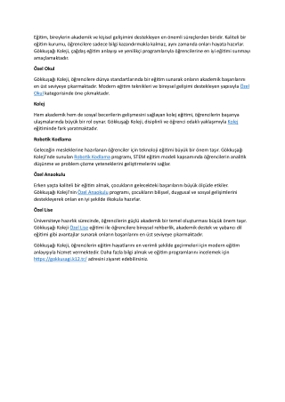 Gökkuşağı Koleji ile Geleceğe Hazırlanın