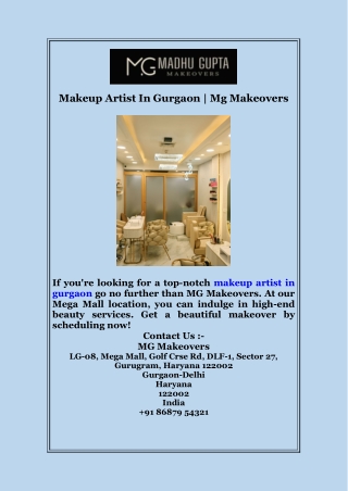 Makeup Artist In Gurgaon  Mg Makeovers