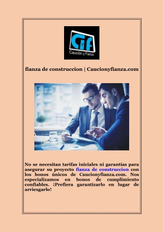 fianza de construccion  Caucionyfianza com